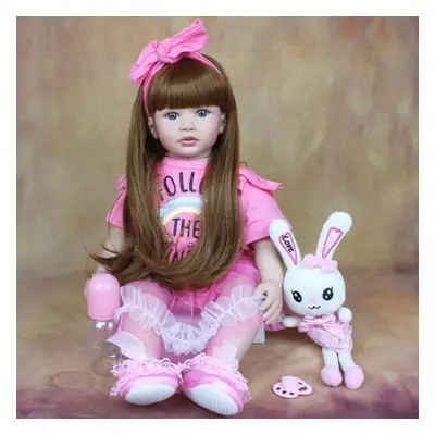 (brown, Brown eyes, 60cm doll) Bzdoll Cm Soft Silicone Baby Reborn Doll For Girl With Cloth Body