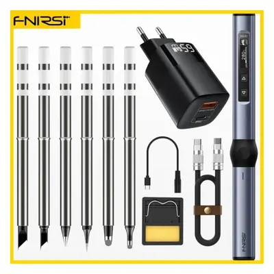 (blue, blue PD 65W kit six) Fnirsi Hs-01 Smart Electric Soldering Iron Pd 65w Adjustable Constan