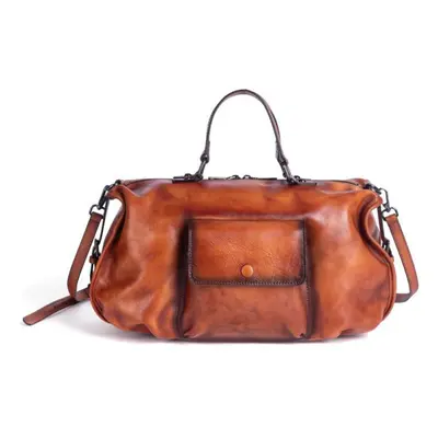 (brown) Johnature Retro Genuine Leather Women Bag Natural Real Cowhide Large Capacity Handbag Ve