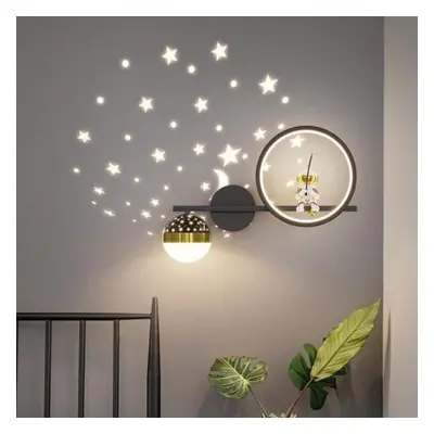 (black) Children&apos;s Room Wall Lamp Creative Astronaut Cartoon Astronaut Starry Sky Bedroom B