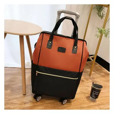 (orange, L) Short Distance Travel Large Capacity Waterproof Luggage Bag Boarding Trolley Box Lig