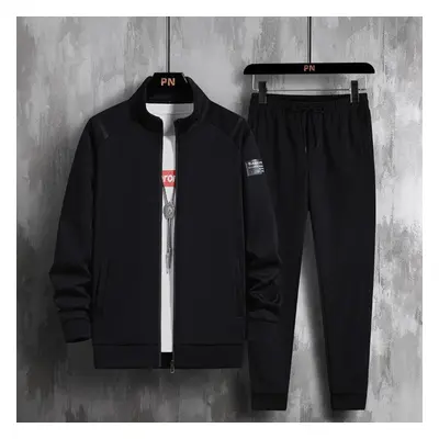 (black, 7XL) -color Casual Loose Fit Suit Large Sports Suit Sweater +pants Two -piece Set -8xl