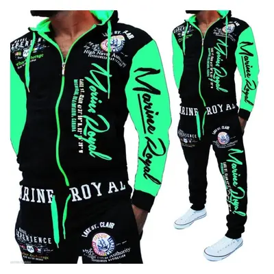 (green, 3XL) Man Clothing Fashion Hooded Tracksuit Men Loose Printing Athletic Suit Jogging Suit