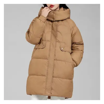 (coffee, L) Long Coats For Women New Fashion Thick Warm Winter Women&apos;s Parkas Hooded Korean