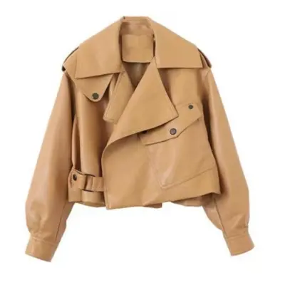 (khaki, L) New Arrival Winter Autumn Women&apos;s Leather Wallet Jacket Women Modis Coat Winter 