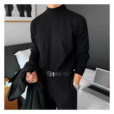 (black, M) Half Turtleneck Jumper Men&apos;s Autumn And Winter Loose Trend Thickened Black Middl