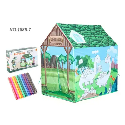 (green) Children 3D Building Tent Graffiti Diy Assembled Tent Model Toy Intellectual Development