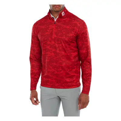 (XL, Red) Footjoy Mens Cloud Camo Print Moisture Wicking Midlayer Sweater