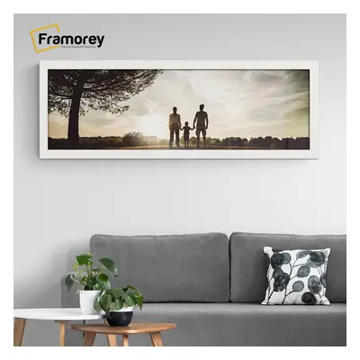 (100x50CM) Panoramic Size White Picture Frame Wall Art Frames Flat Wooden Effect Poster Frame