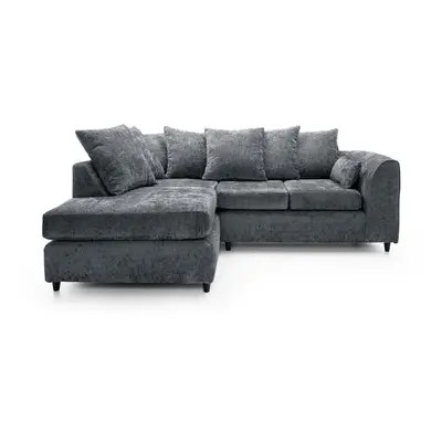 (Left Hand Corner) Monaco Grey Crushed Chenille Sofa Sets