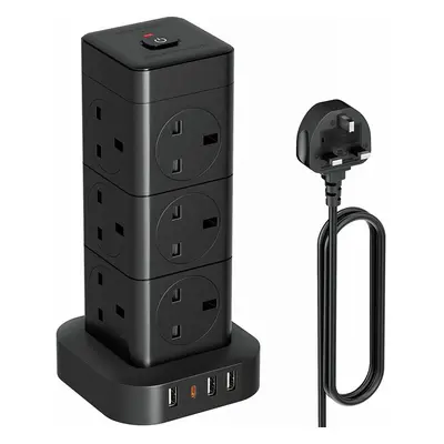 Hulker Tower Extension Lead with USB Way USB (1 Type C and USB Ports) Multi Plug Extension