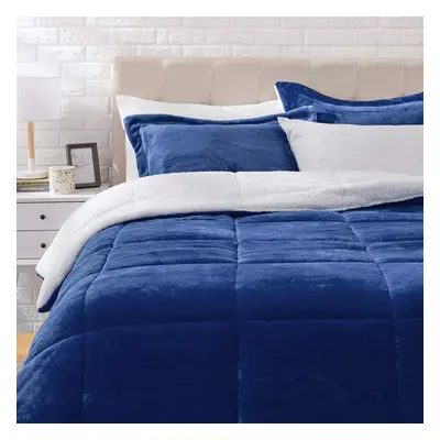 Amazon Basics Piece Bedding Set, Micromink Sherpa, Ultra-Soft, Warm All Season Comforter, King, 