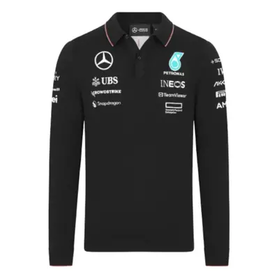 (L) Mercedes-AMG Knit Long Sleeve Polo Shirt (Black)