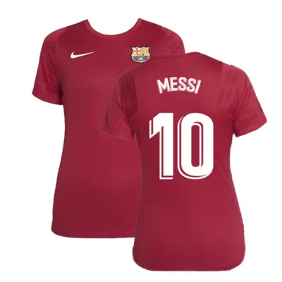 (L) Barcelona Training Shirt (Noble Red) - Womens (MESSI 10)