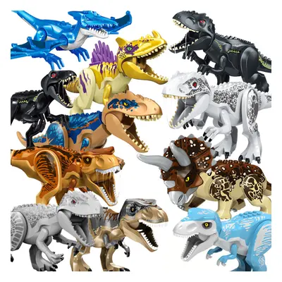 11PCS Jurassic Dinosaur World Series Building Blocks tyrannosaurus Triceratops Big Figures Const