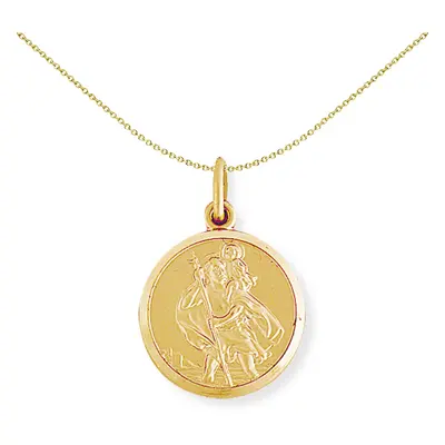 Jewelco London 9ct Yellow Gold Round St. Christopher Medallion Charm Pendant - 19x26mm - SCNR020