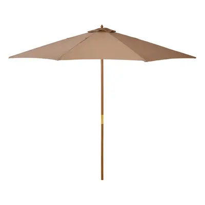 Outsunny 3(m) Wooden Garden Parasol Sun Shade Outdoor Umbrella Canopy Khaki