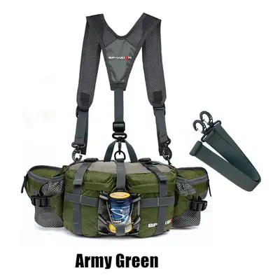 (Army Green) Outdoor Sports Waist Bag Water Cycl Backpack Hike Mountain Bottle Waterproof Nylon 