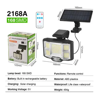 (168SMD Split) Solar Lights Outdoor LED/COB Wireless Motion Sensor Light Integrate/Separate Desi