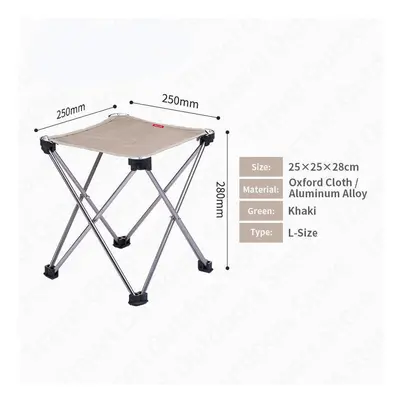 (Khaki-L) Outdoor Aluminum Alloy Folding Chair Ultralight 0.3kg Portable Fishing Chair 900D Oxfo