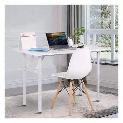 (B white) BELIWIN Folding Computer Desk, No-Assembly Writing Desk, PC Laptop Home Office Desk Wo