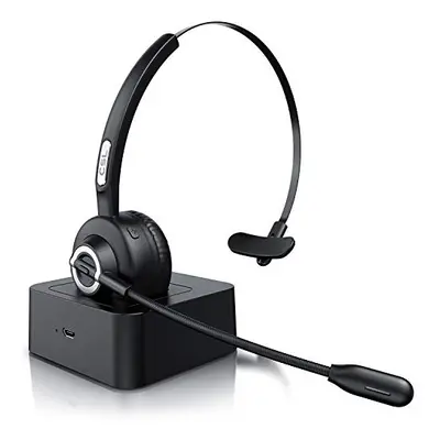 CSL - Single-Sided Wireless Headset with Microphone, Mono Headset with Noise Cancelling, One Sin