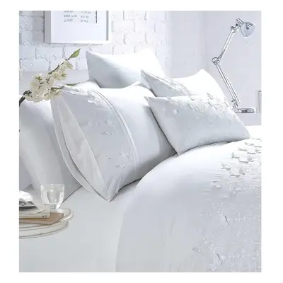 Belle Maison Papillion White Luxury Embroidered Butterfly King Size Duvet Cover Set