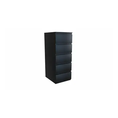 (5 Tall Boy Slim) MODERN - Black Chest Of Drawers Bedroom Furniture Storage Bedside to Drawers