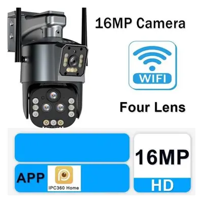 (EU Plug) 16MP 8K Wifi IP Camera 20X Zoom Four Lens Outdoor Wireless Security Camera PTZ Smart H