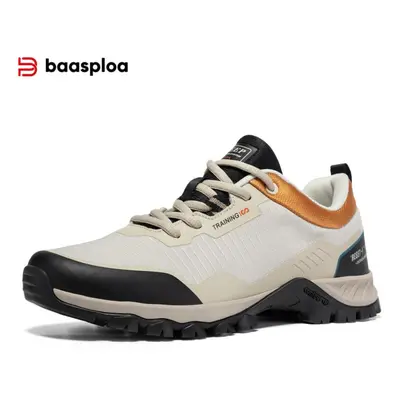 (beige, 46) Baasploa Summer New Arrival Man Non-slip Sneakers Wear-resistant Hiking Shoes Men Ou