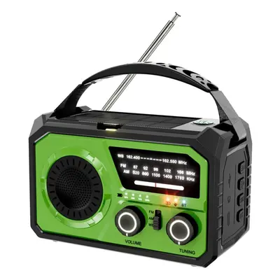 (green) 16000mah Hand Crank Emergency Radio Wireless Hand Crank Weather Radio Noaa/am/fm Portabl