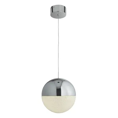 LED Globe Pendant Crushed Ice Effect Shade Chrome