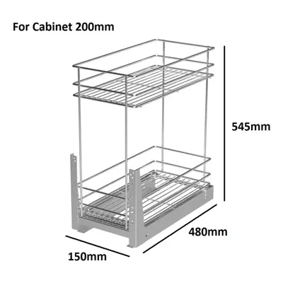 (For Cabinet 200mm) Pull Out Wire Basket Kitchen Cabinet Organizer