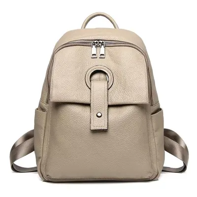 (beige) Women Quality Designer Genuine Leather Backpacks For Women Casual Daypack Black Vintage 