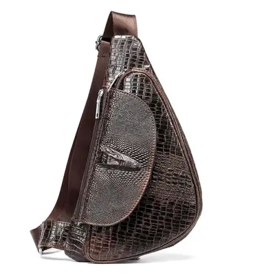 (brown, 697) Mva Genuine Leather Men&apos;s Shoulder Messenger Bag Male Chest Bag Small Crossbod