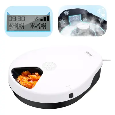 (white-black) Automatic cat feeder wet food with cooling function, semiconductor refrigeration, 