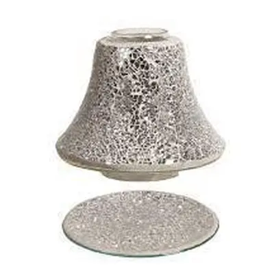 Aroma Accessories Crackle Mosaic Candle Jar Shade Tray Set - Silver