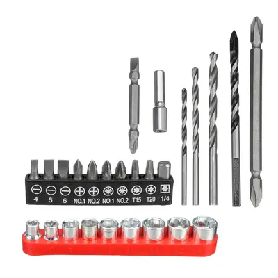 3 In Electric Drill Kit 26Pcs For Hammer Drill Screwdriver Bits With Adapters Hole Drill