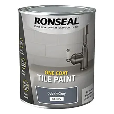 Ronseal One Coat Tile Paint Water Base, Cobalt Grey - Gloss 750ml