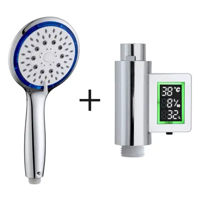 (Eco Water Saving Showerhead â Blue Setting Shower Timer with Flow Meter Self Powered) Shower 