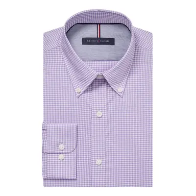 Tommy Hilfiger mens Slim Fit Non Iron Gingham Dress Shirt Iris Ne