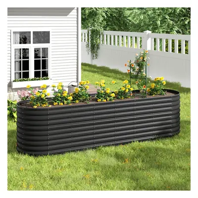 Oval-Shaped Galvanized Steel Raised Garden Bed, Anthracite