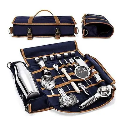 (dark blue) Bar Bartender Carrying Bag Bartender Canvas Toolkit Pack Bar Tools tail Shaker Set S