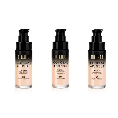 Milani Conceal And Perfect In Foundation + Concealer Light Natural 30ml x3