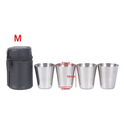 (70ML) Outdoor Camping Cup Tableware 30ml/70ml/170ml Travel Cups Set Stainless Steel Cover Mug D