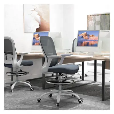 HOMCOM Mesh Draughtsman Chair, Ergonomic Drafting Chair, Grey