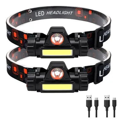 (Type A no sensor B) Motion Sensor Headlight Powerful Headlamp USB Rechargeable Head Lamp Head T