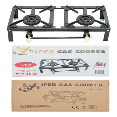 Viper Cast Iron Gas Burner Boiling Ring Outdoor Camping Propane Catering LPG Double Burner Kw