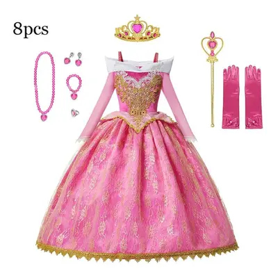 (as the picture, 120) New Princess Costume Girls Party Role Paly Dress Up Halloween Costumes Pri