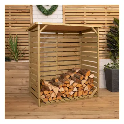 123cm x 115cm Large Wooden Outdoor Garden Patio Log Store Shed